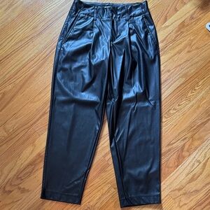 A New Day Black Pleated Leather Pants